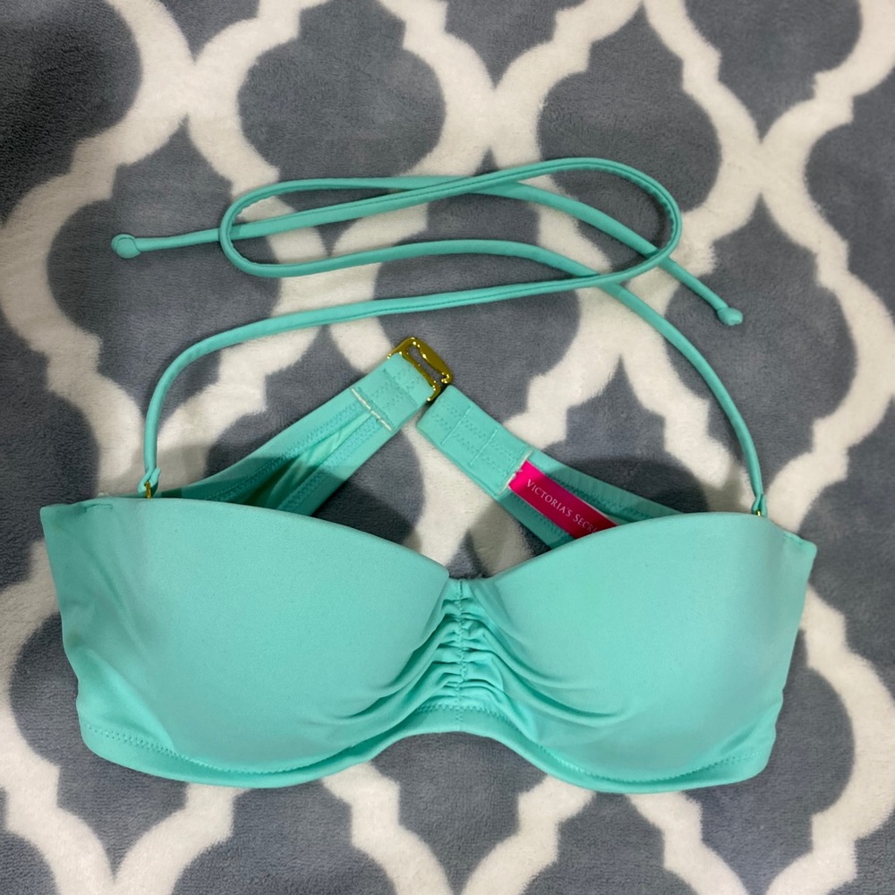 Strapless bathing suit top, swim top, aquamarine